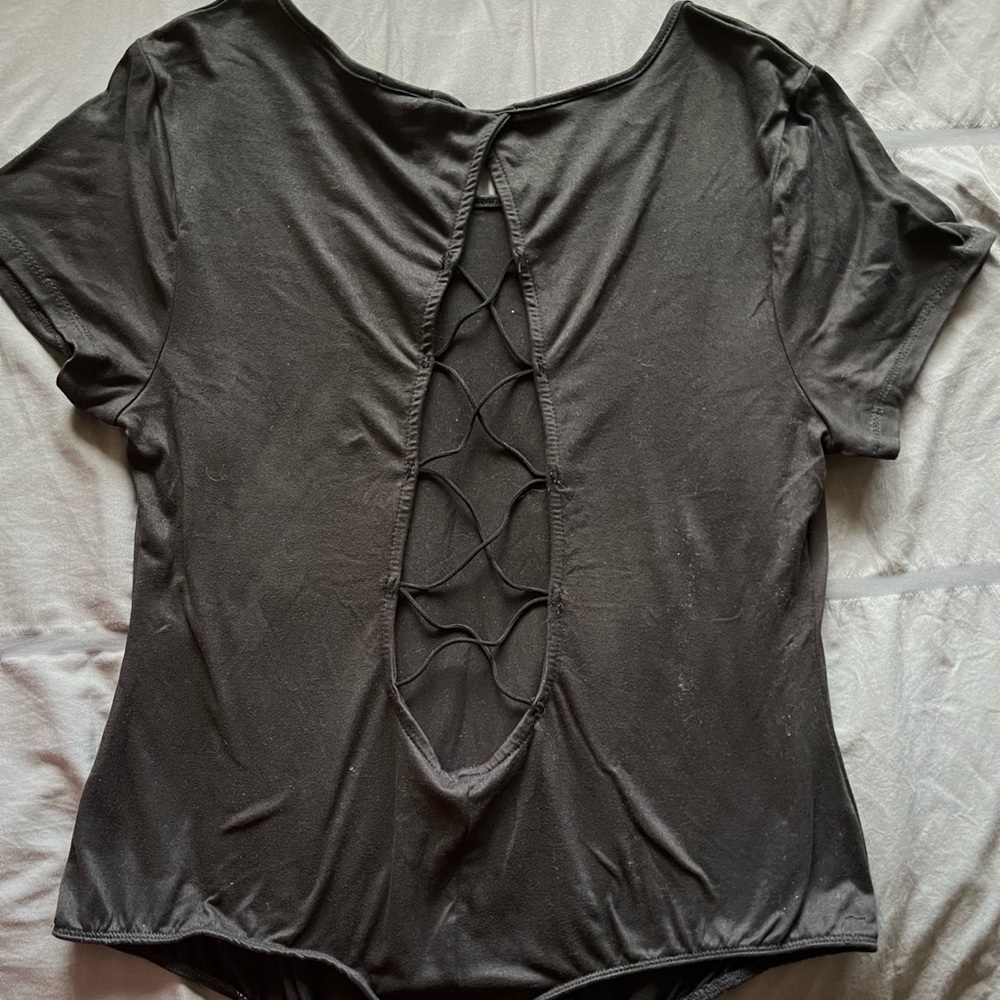 Black crisscross back bodysuit